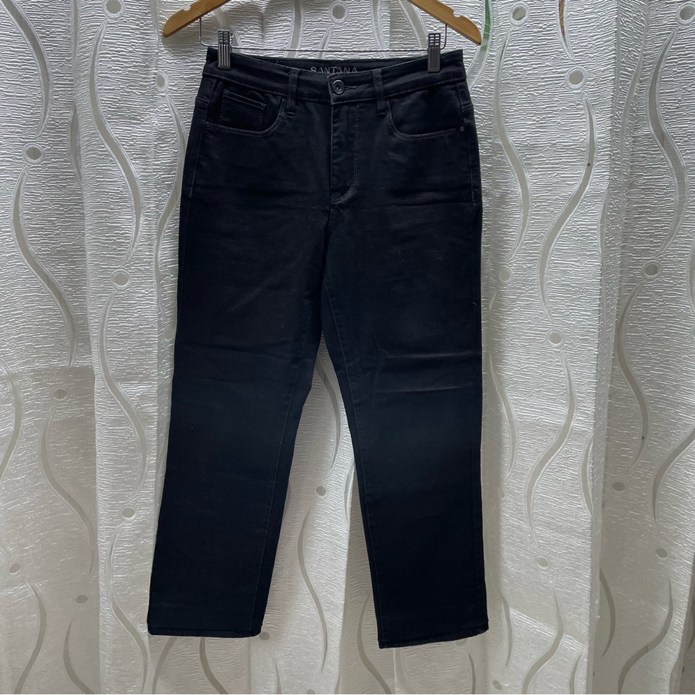 Santana Jeans Straight Leg Women 8x30 Black Good Stretch Denim 381557‎